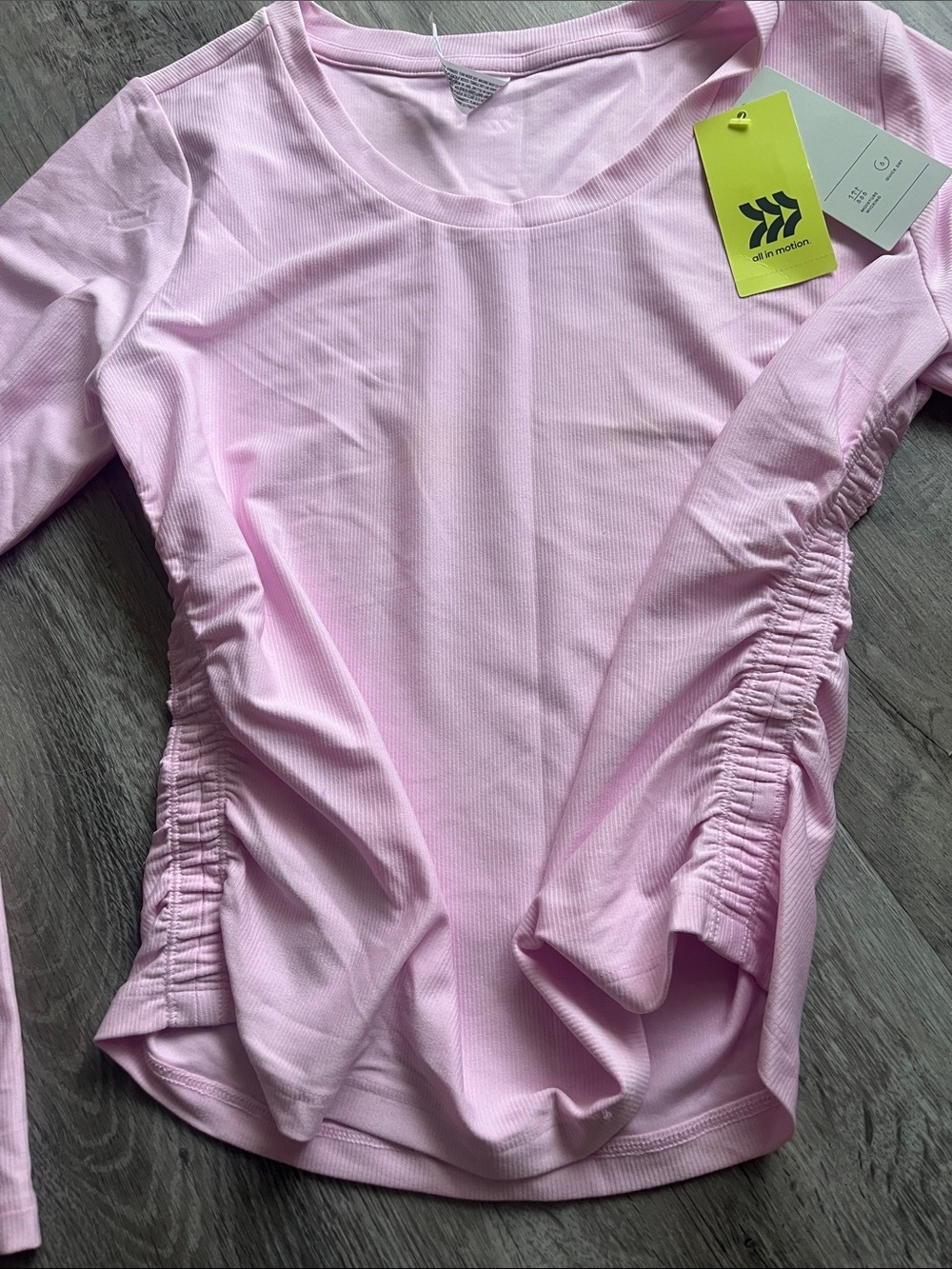 all in motion Light Pink Long Sleeve Ruched Side Top - Picture 4 of 7